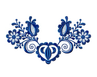 Floral Machine Embroidery design Folk digital pattern. Floral ornament