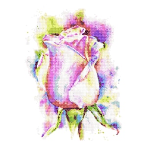Flower cross stitch pattern PDF. Rose cross stitch embroidery.