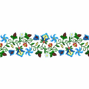 Bordüre Maschinenstickerei Design. Blumen Stickmuster. Set aus 2 Größen