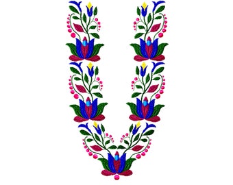 Floral Machine Embroidery design. Folk digital pattern. Floral ornament
