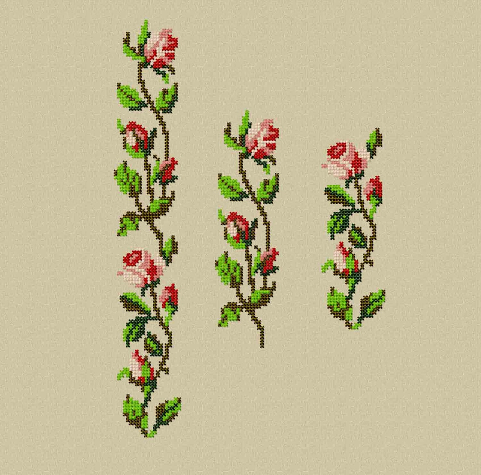 Flowers Embroidery Cross Stitch Design. Roses Pattern Set. Etsy