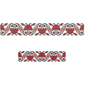 Machine Embroidery design Border floral cross stitch pattern. Folk ukrainian ornament. Set 2 sizes