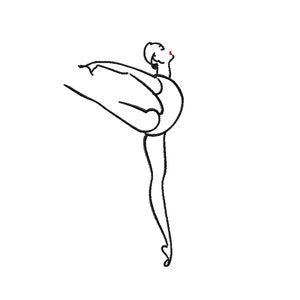 Ballet dancer machine embroidery designs. set 3 sizes One line embroidery patterns