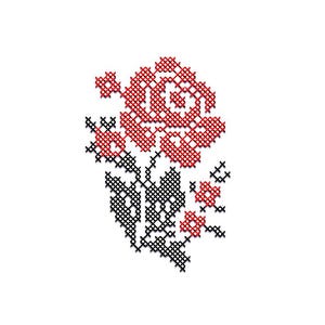 Rose Machine embroidery designs. Set folk cross stitch pattern. Ukrainian embroidery