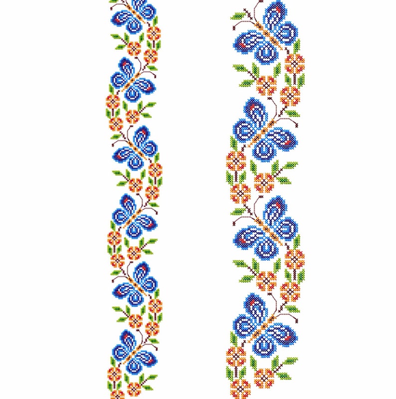 Butterfly Machine Embroidery design Cross stitch border Etsy