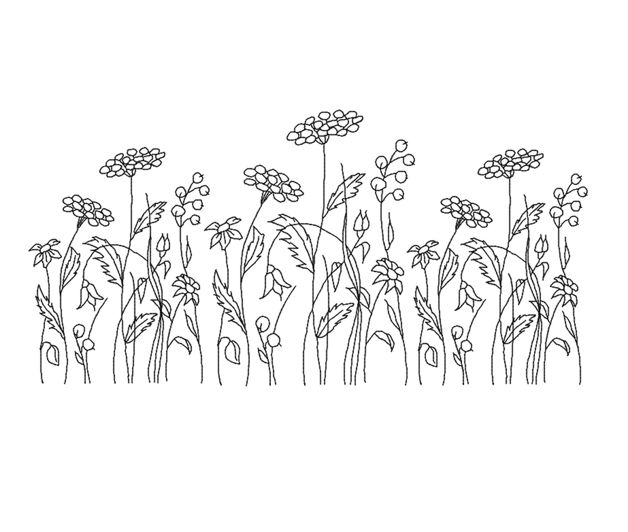 Flowers Machine Embroidery Design. One Line Embroidery Etsy