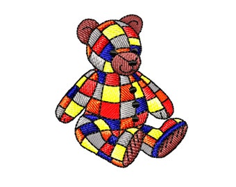 Teddy bear machine embroidery design. Sewing stitch pattern.