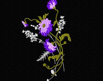 Flowers Machine Embroidery design Floral digital pattern. Set designs 2 sizes