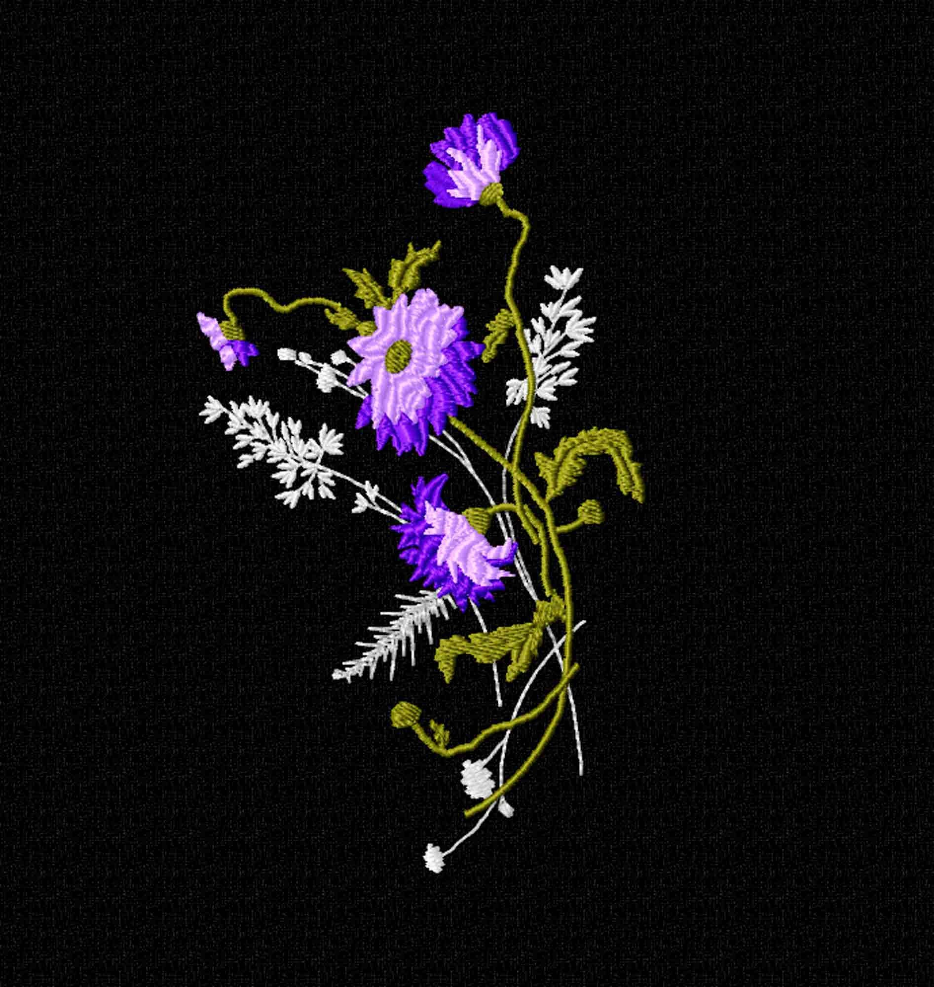 Flowers Machine Embroidery design Floral digital pattern. Set | Etsy