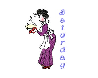 Wochentage Stickmuster, Stickmuster für Küchenhandtücher