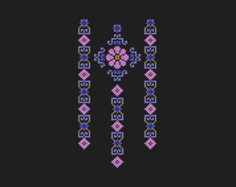 Folk Machine Embroidery design Ethnic cross stitch pattern. Ukrainian ornament for clothes
