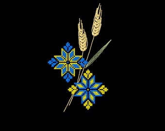 Ukraine für die Stickmaschine. Weizen Kreuzstichmuster.