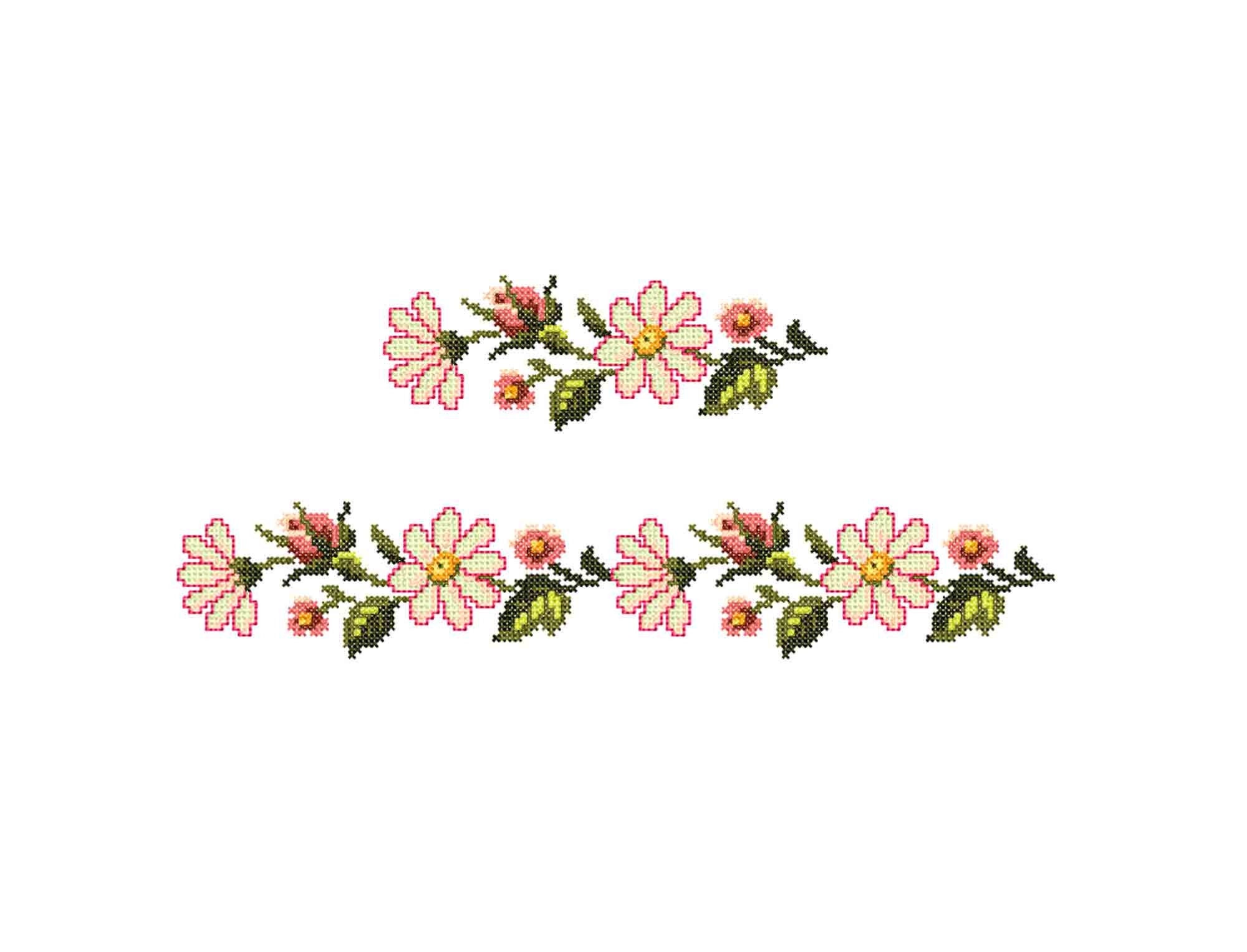Flowers Machine Embroidery Designs Border Cross Stitch Pattern