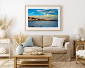 Lake Sunrise Bridge Print | Scenic Landscape Photography (Digital Download)