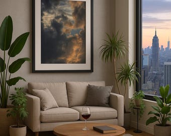 Fiery Sunset Clouds Photography Print – Dramatic Sky Wall Art (Digital Download)