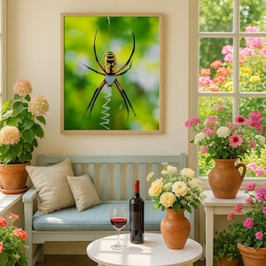 Garden Spider Photo Print: Black & Yellow Spiderweb Art (Digital Downloadable Art)