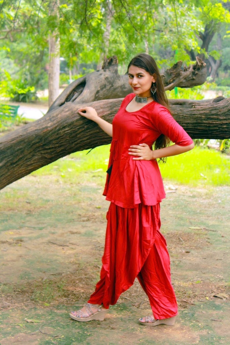 peplum top with dhoti pants