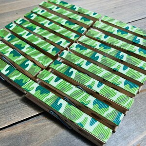 Green Camouflage clothespins- set of 18