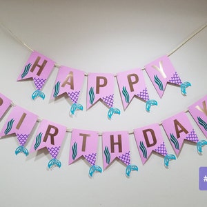 Mermaid Happy Birthday Banner