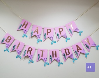 Mermaid Happy Birthday Banner