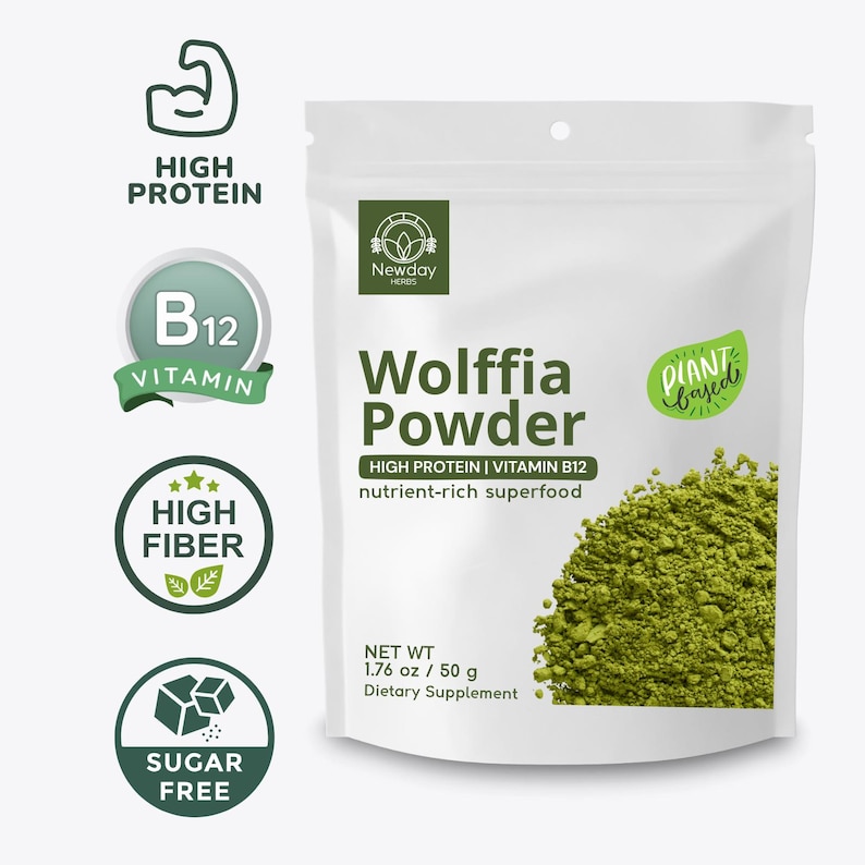Wolffia Globosa Pulver: Pflanzliches Protein Superfood mit natürlichem B12-50g Bild 3