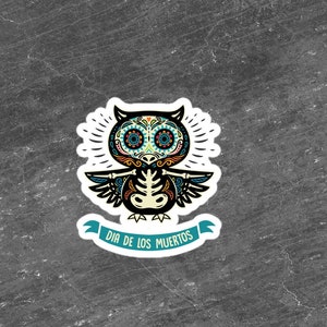 Day Of The Dead Halloween Bubble-free stickers, Skeleton Owl
