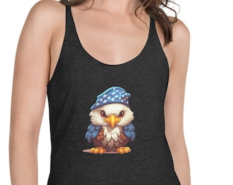 4th of July Baby Bald Eagle Women's Racerback Tank, Cute Patriotic Tank Top