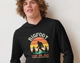 Funny Big Foot Hooded long-sleeve tee, Sasquatch Lover Gift,