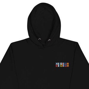 MASTER BAITER spelled out with nautical signal flags Unisex Hoodie, Gift for fishermen