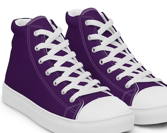 Men’s Deep Purple high top canvas shoes, Purple Sneakers