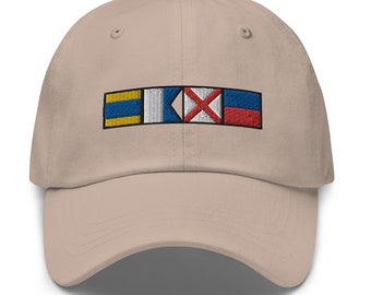 Dave Spelled out with nautical signal flags Dad hat, Personalized Semaphore Flags Cap