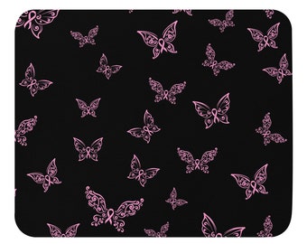 Pink Cancer Ribbon Butterflies Mouse pad, Cancer Support Mouse Pad, Cancer Awareness Mouse Pad