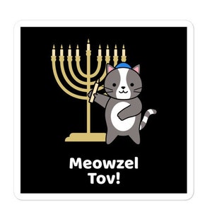 Lustige Blasenfreie Sticker, Haukkiah Sticker, Hanukkah Cat Sticker