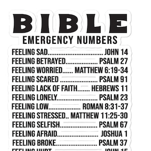 Inspirational Bubble-free stickers, Bible Emergency Numbers, Religious Stickers, Gift For Christian