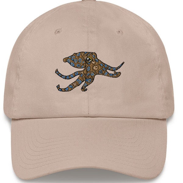Embroidered Blue Ringed Octopus Dad hat, Octopus Lover Hat