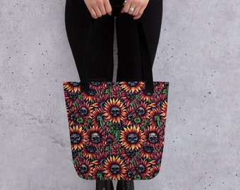 Sunflowers and Skulls Design Tote bag