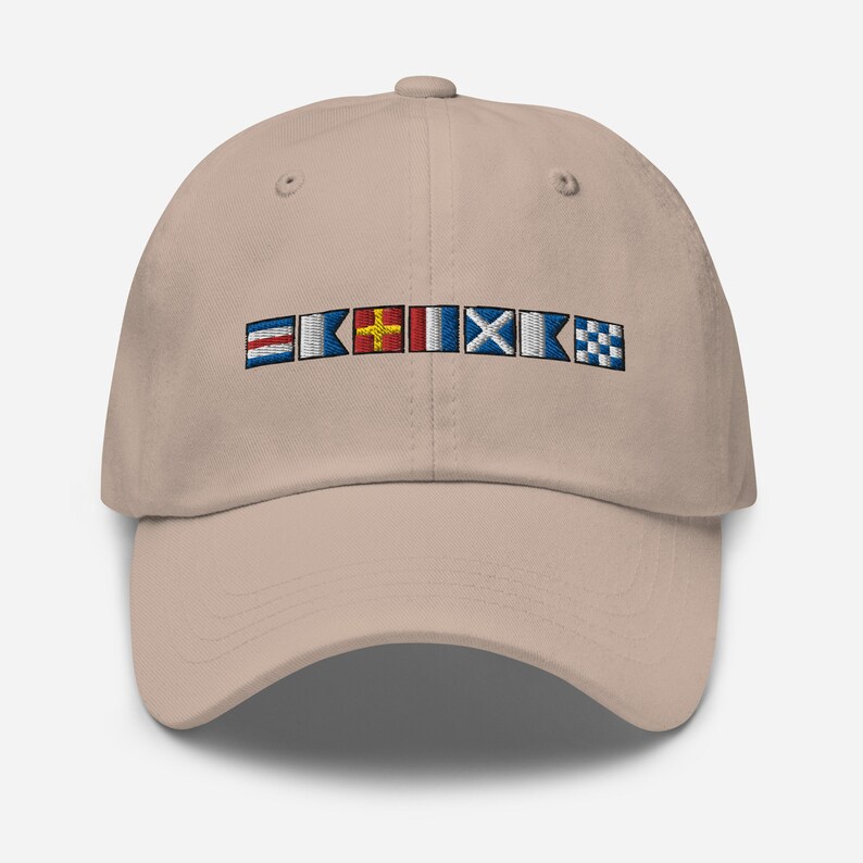 CARTMAN spelled out with Nautical Flags Dad hat, Personalized Semaphore Flags Cap
