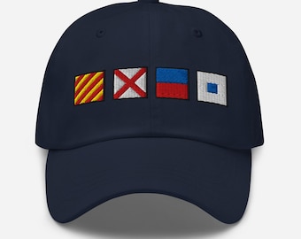 YVES spelled out with Embroidered Nautical Signal Flags Dad hat