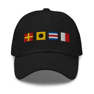 RICH spelled out with Embroidered Nautical Signal Flags Dad hat, Boating Hat, Custom Flag Hat, Yacht Club Hat