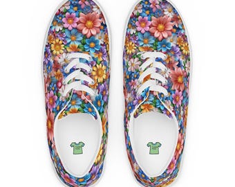 Colorful Floral Sneakers, Women's Flower Shoes, Bright Floral Footwear, Garden Shoes, Colorful Summer Shoes, Unique Gift for Her