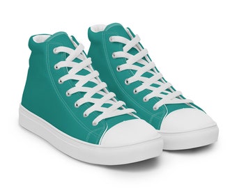 Sapatos masculinos de lona de cano alto Teal