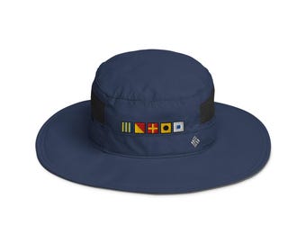 GORIS spelled out with Embroidered Nautical Signal Flags Columbia booney hat