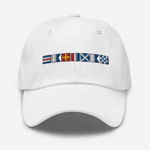 CARTMAN spelled out with Nautical Flags Dad hat, Personalized Semaphore Flags Cap