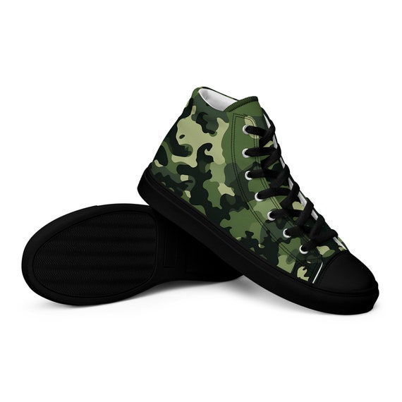 New Not Worn - Men\'s Camouflage High-Top Sneakers - Olive Camo Camouflage Men main image 2