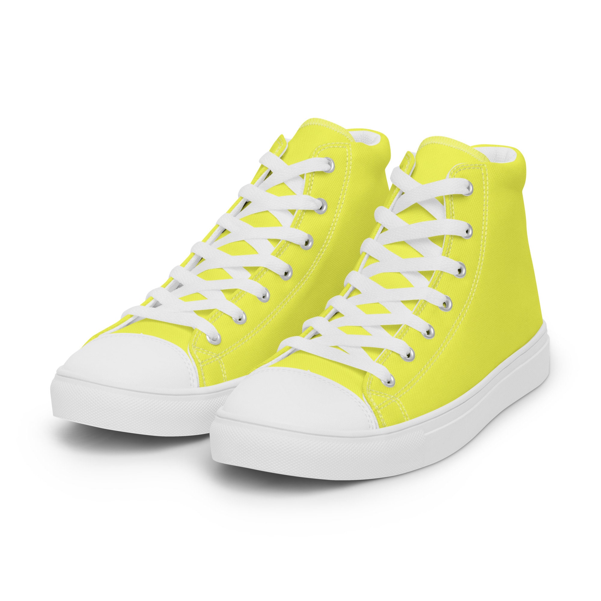 Canary Yellow Womens High Top Canvas Shoes Women s Yellow Sneakers Etsy