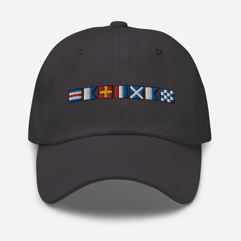 CARTMAN spelled out with Nautical Flags Dad hat, Personalized Semaphore Flags Cap