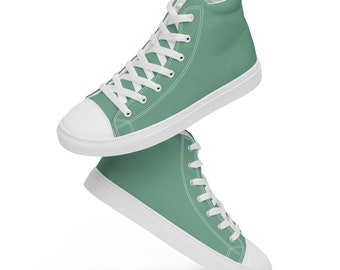 Women’s Green high top canvas shoes, Women's Retro Sneakers, Fashion Sneakers