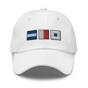 JHS spelled out with Embroidered Nautical Signal Flags, Personalized Flag Hat