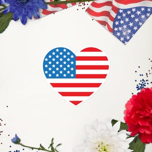 American Flag Heart Bubble-free sticker, Stars and Stripes Sticker, Gift For Patriot