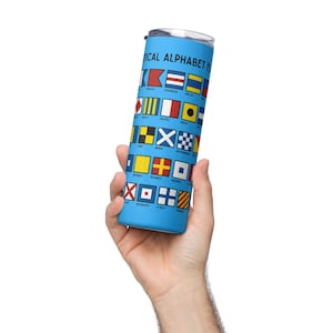 Tabla del alfabeto con bandera náutica Vaso de acero inoxidable, regalo de barco, idea de regalo náutico, regalo para marinero